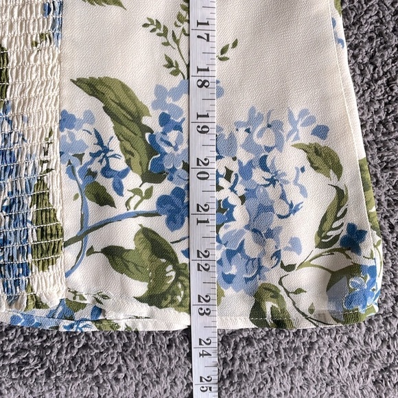 Reformation Constance Top Blue White Floral Puff Sleeve Blouse Size 12 - Picture 10 of 14